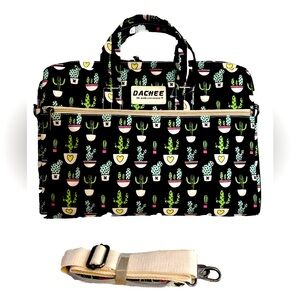 Dachee Laptop Bag Padded Cactus Print Travel Shoulder Crossbody Strap New